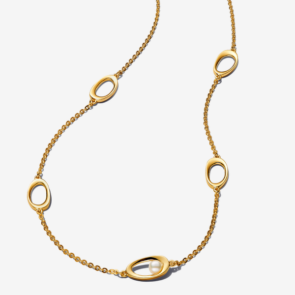 Collier Ovale de Forme Organique & Perle de Culture d'Eau Douce Traitée - Pandora - Modalova