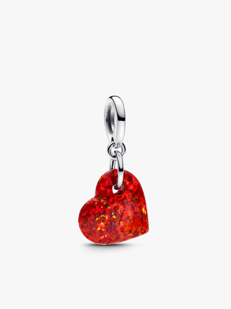 Talisman de tip pandantiv cu inimă roșu opalescent