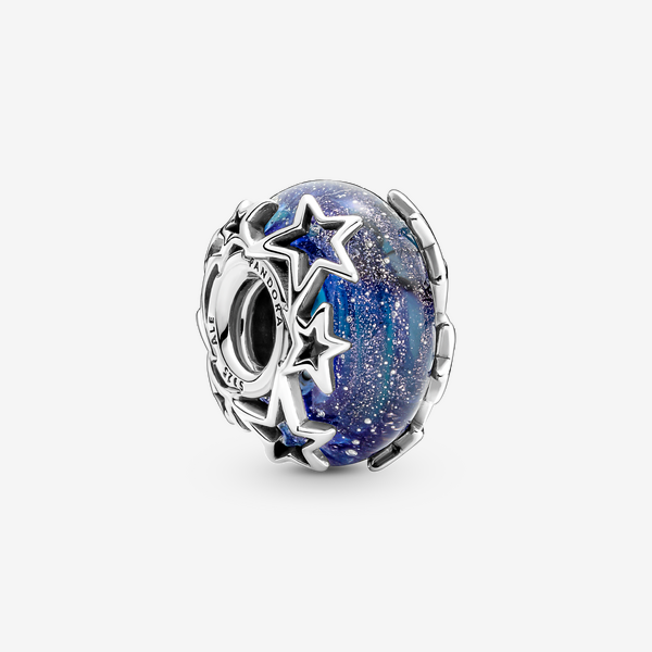 Pandora Women's Blue Galaxy & Star Murano Charm - Murano Glass / Sterling Silver