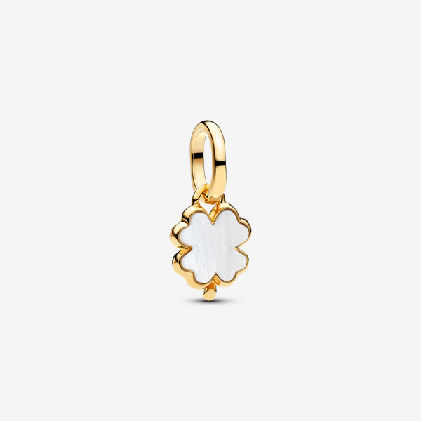 Pandora Women's White Lucky Clover Dangle Charm - 14K Gold-Plated Signature Metal Alloy / Bioresin Man-Made Mother Of Pearl