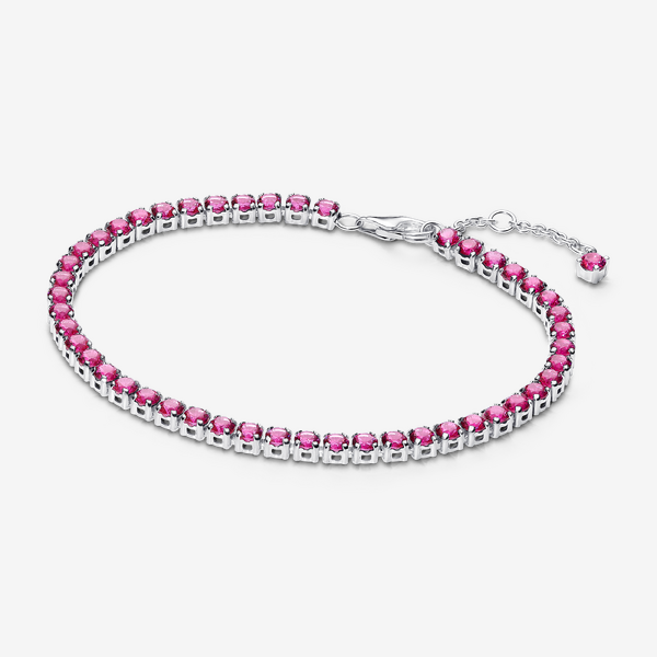 Pandora Silver Sparkling Pink Tennis Bracelet - 18cm - Image 3