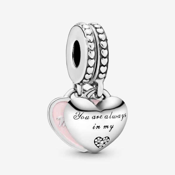 PANDORA Mother and Daughter Hearts Dangle Charm for Bracelet | Mother & Daughter Hearts Split Charm in Sterling Silver with Pink Enamel & a Sparkling Cubic Zirconia Heart - Image 4