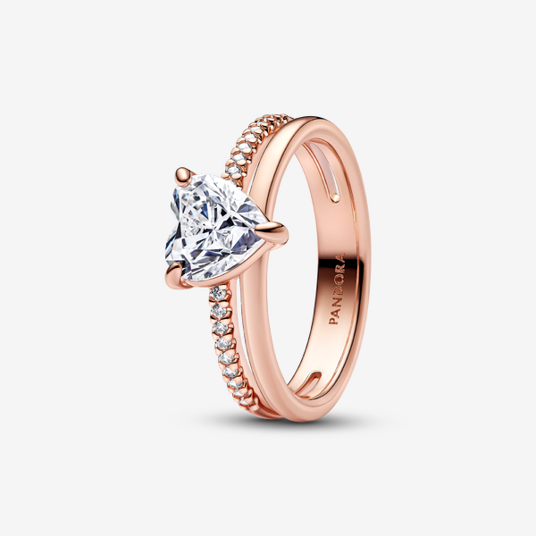 Bague Cœur Anneau Double - Pandora - Modalova