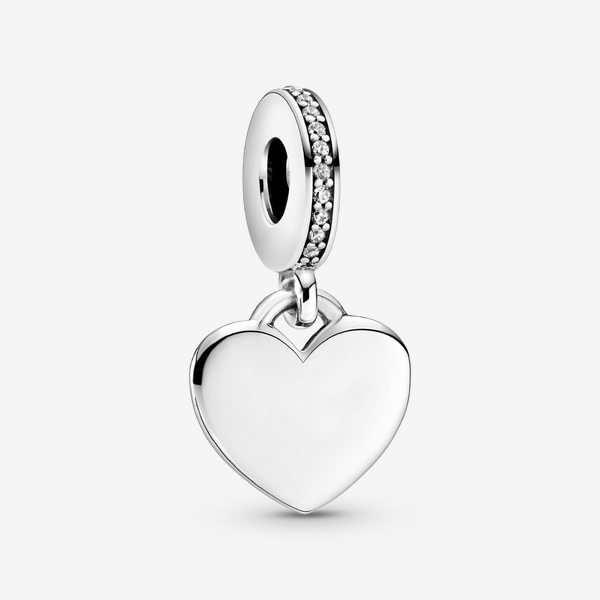 Pandora Engraving Heart Drop Charm - Silver - Image 2