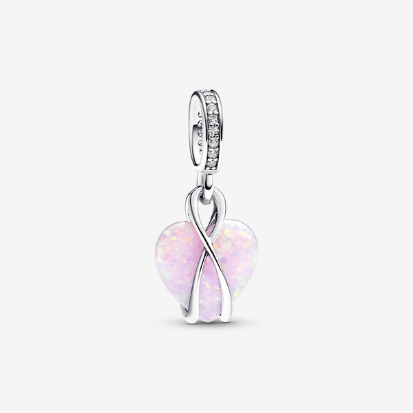 Charm Pendente Cuore di Mamma Rosa Opalescente