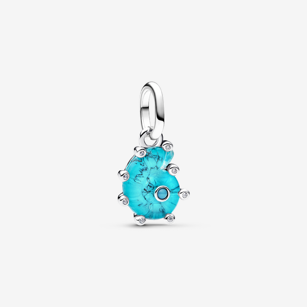 Charm Pendant Escargot de Mer Verre de Murano Bleu - Pandora - Modalova