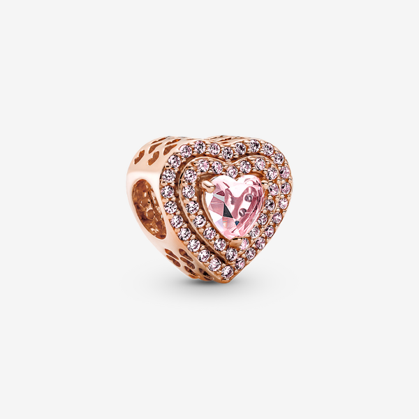 Charm Cuore Pietre Rosa