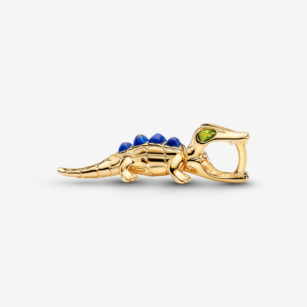 Pandora Women's Blue Alligator Charm - 14K Gold-Plated Signature Metal Alloy / Mixed Stone