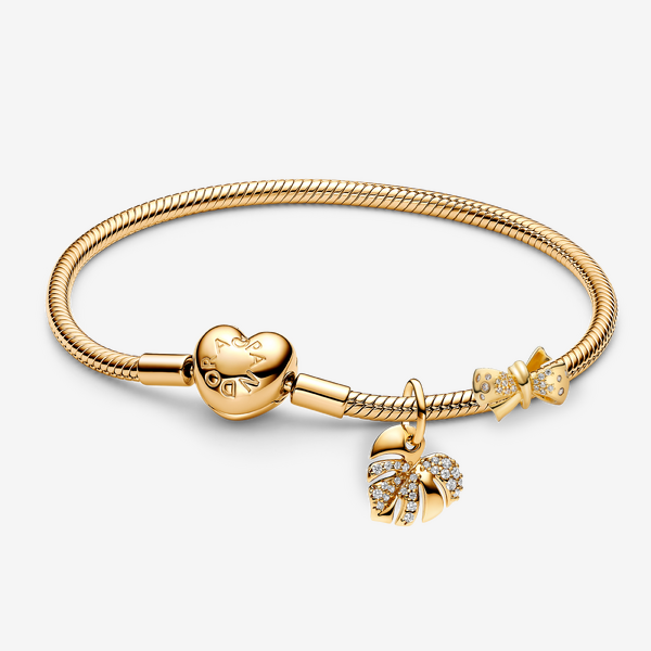Bracelet Composé Nœud Scintillant & Feuille de Monstera Scintillant - Pandora - Modalova