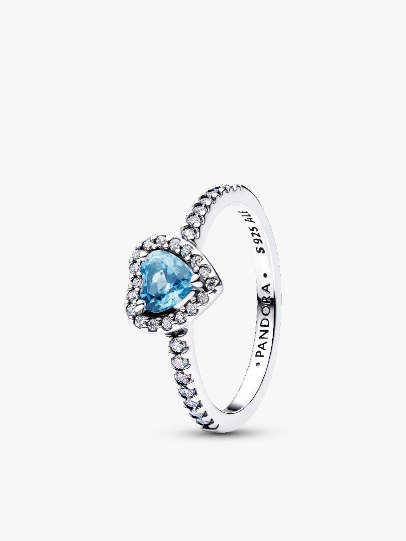 Bague Cœur Bleu Clair Surélevé
