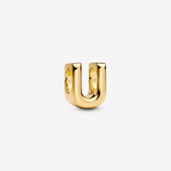 Pandora Buchstabe U Alphabet-Mini-Charm, 14 Karat Vergoldet