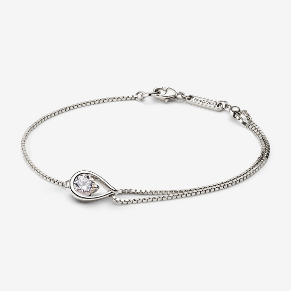 Pandora Infinite Lab-grown Diamond Double Chain Bracelet 0.50 carat tw 14k White Gold