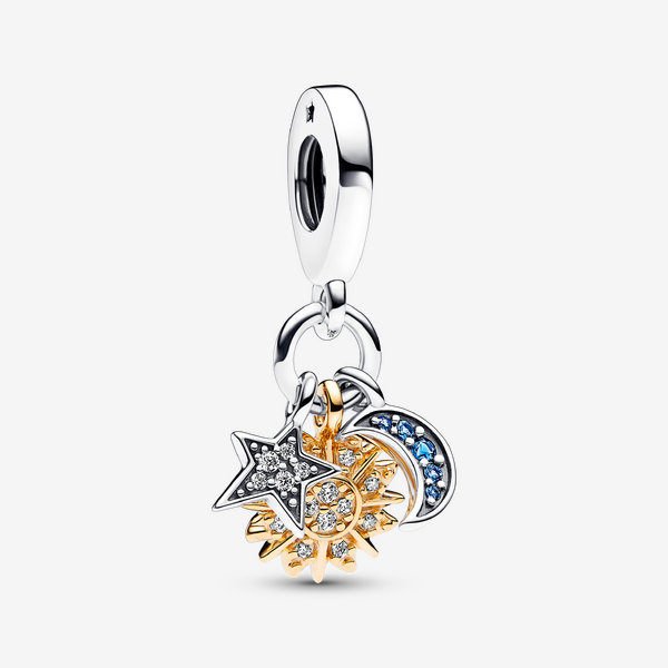 Charm Pendente Stella, Sole e Luna