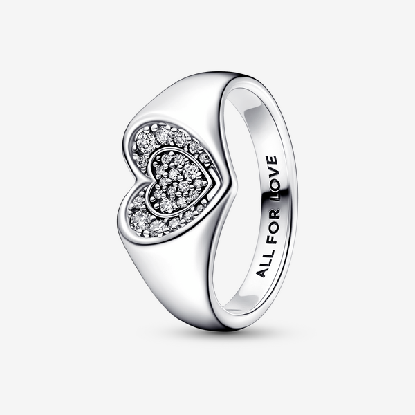 Bague Signet Pavé Cœur Rayonnant - Pandora - Modalova