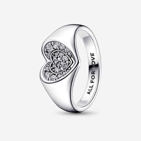 Radiant Heart Pavé Signet Ring