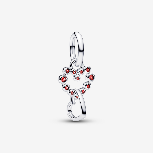 PANDORA Silver & Red Connected Hearts Dangle Charm 794435C01 - Image 3