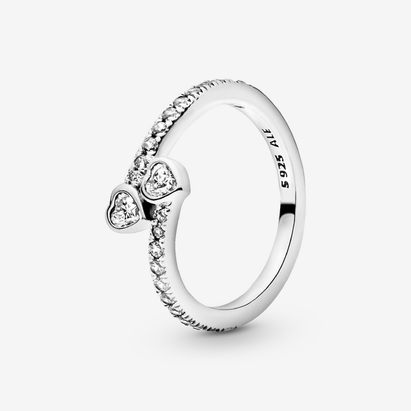 Two Sparkling Hearts Ring