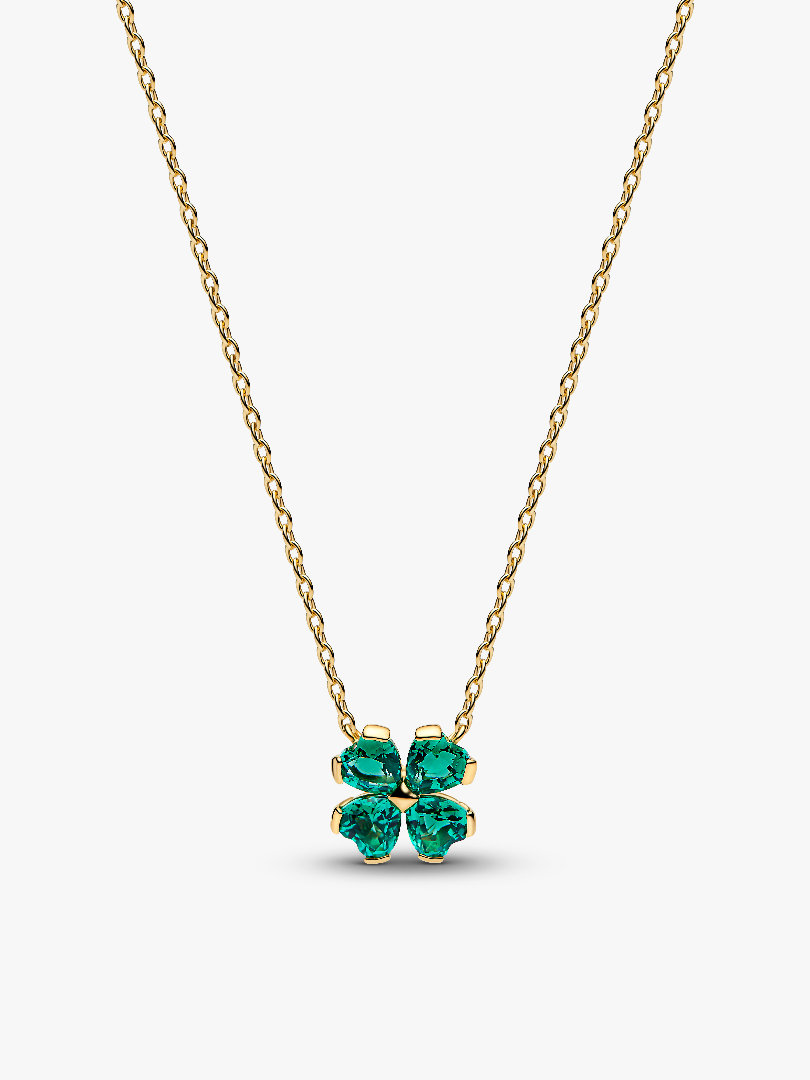 Green Lucky Clover Pendant Necklace
