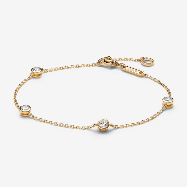 Pandora Era Bezel Lab-grown Diamond Station Chain Bracelet 0.40 carat tw 14k Gold