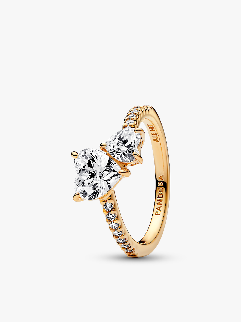 Dubbel hart sprankelende ring