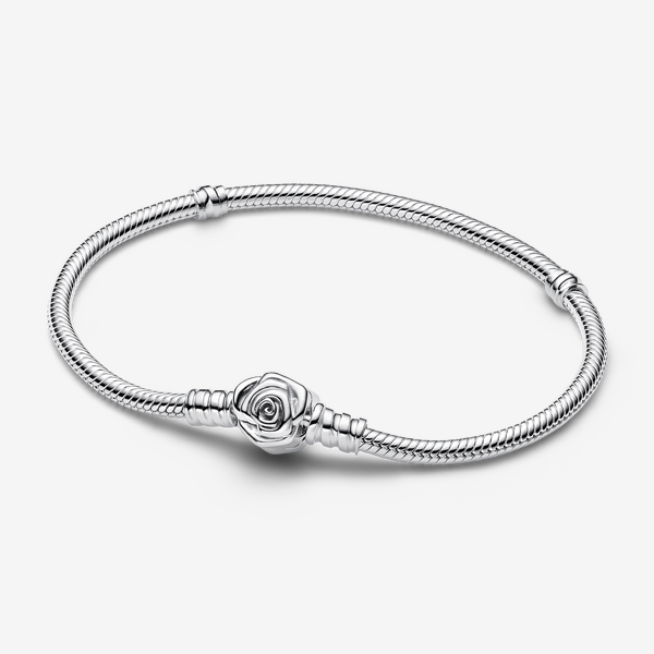 Bracelet Maille Serpent Fermoir Rose en Fleur Moments - Pandora - Modalova