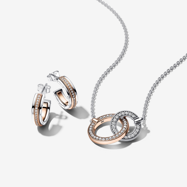 Parure Cercles Entrelacés et Pavé Bimatière Signature - Pandora - Modalova