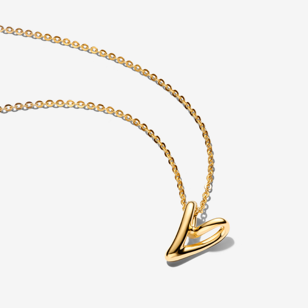 Pandora Organisch Geformtes Herz Kleiner Anhänger-Halskette, 14 Karat Vergoldet, 45 Cm - Bild 3