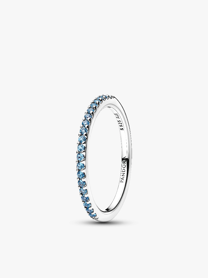 Anneau Semi-Éternité Bleu Aigue-Marine Scintillant