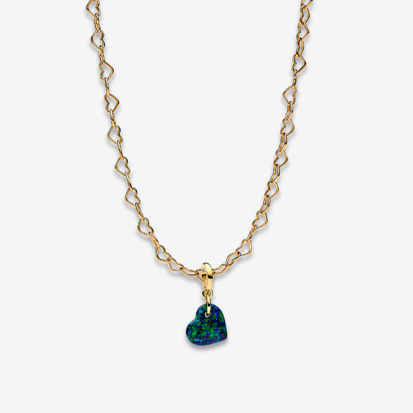 Collier Composé Cœurs Imbriqués & Charm Cœur Vert Opalescent - Pandora - Modalova