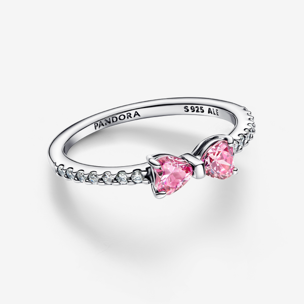 Sparkling Pink Bow Ring