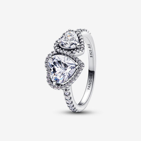 Bague Cœurs Halo Scintillant - Pandora - Modalova