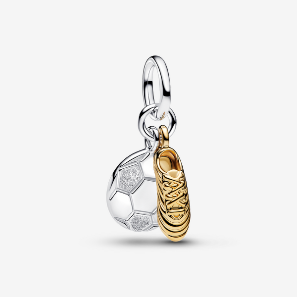 Pandora Fußballschuh Doppelter Charm-Anhänger, Sterling-Silber & 14 Karat Vergoldet
