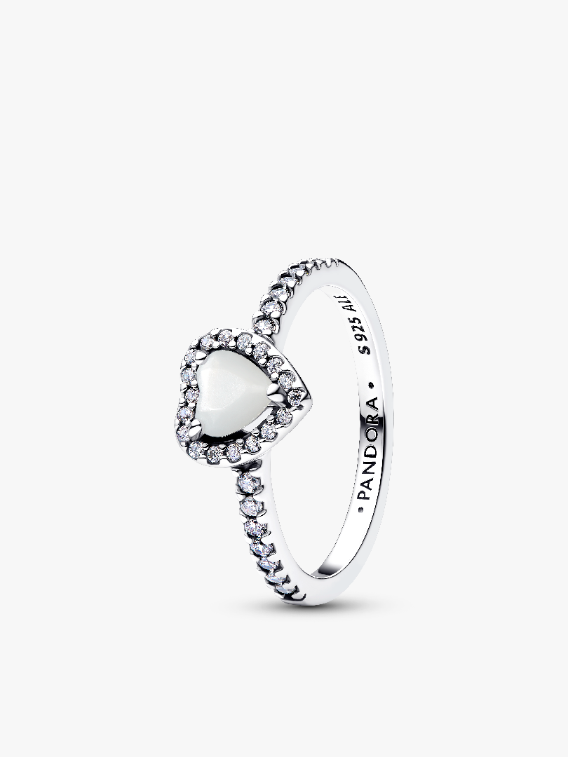 Bague Cœur Blanc Surélevé