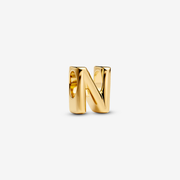 Pandora Buchstabe N Alphabet-Mini-Charm, 14 Karat Vergoldet
