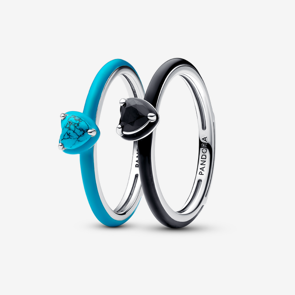 Ensemble de Bagues Chakra Noir & Turquoise ME - Pandora - Modalova
