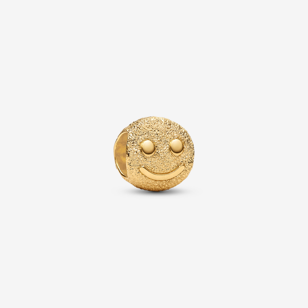 Pandora Women's No Color Textured Happy Face Mini Charm - 14K Gold-Plated Signature Metal Alloy