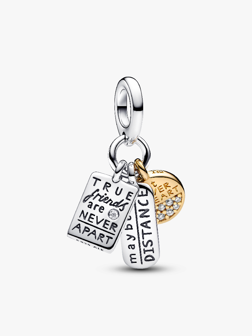 Pearlescent White Heart Double Dangle Charm