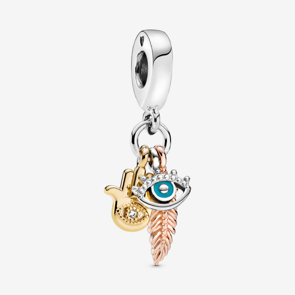 Charm Pendant Spiritualité Main de Fatma, Œil qui voit tout & Plume - Pandora - Modalova
