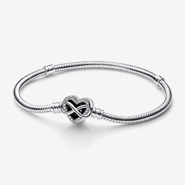 Pandora Moments Sparkling Infinity Heart Clasp Snake Chain Bracelet