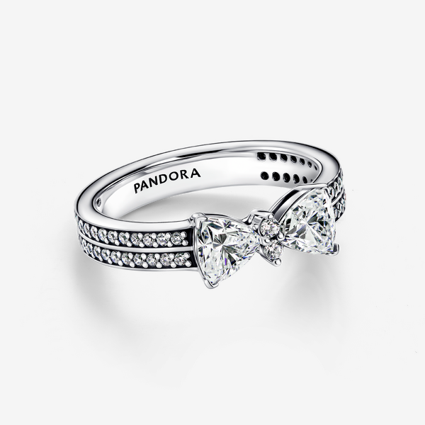 Sparkling Bow Double-row Ring