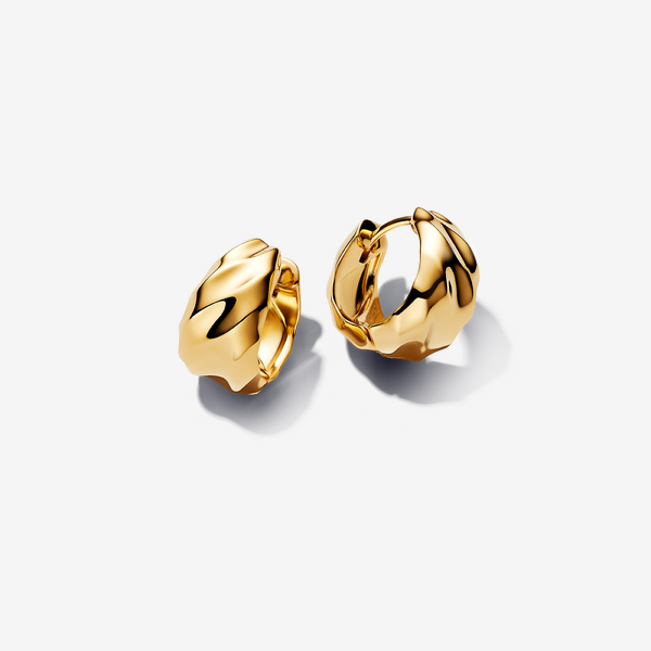 Pandora Women's No Color Rippled Hoop Earrings - 14K Gold-Plated Signature Metal Alloy
