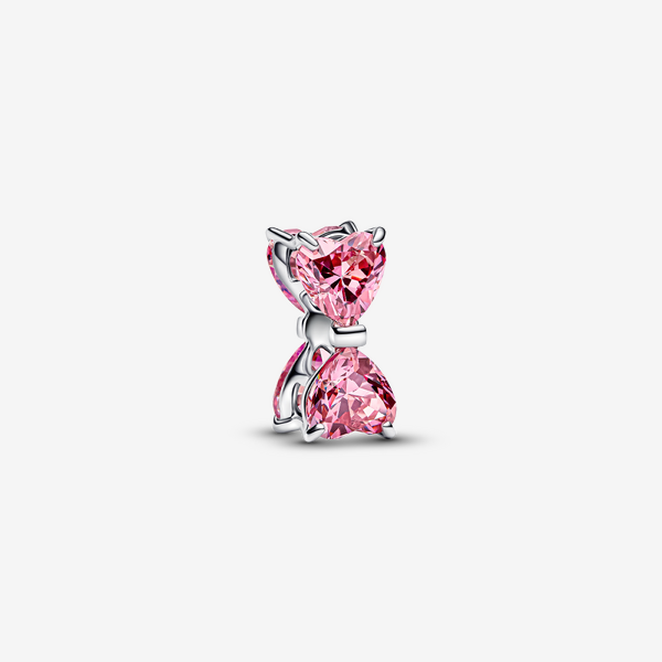 Pandora Rosafarbene Schleife Charm, Sterling-Silber, Zirkonia