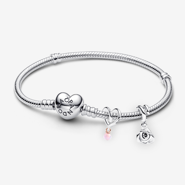 Bracelet Composé Charm Cœur Ruban & Pendant Rose - Pandora - Modalova