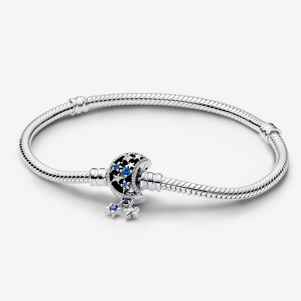 Pandora Moments Sparkling Moon Clasp Snake Chain Bracelet