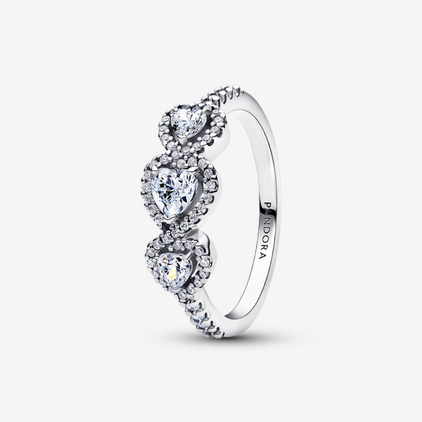 Pandora Silver Halo Heart Trilogy Ring - 54 - Image 2