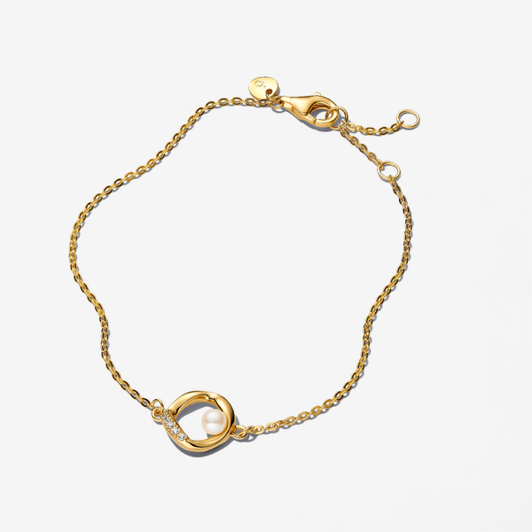 Bracelet Cercle Pavé de Forme Organique & Perle de Culture d'Eau Douce Traitée - Pandora - Modalova