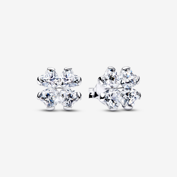 Pandora Women's Clear Sparkling Lucky Clover Stud Earrings - Sterling Silver / Cubic Zirconia